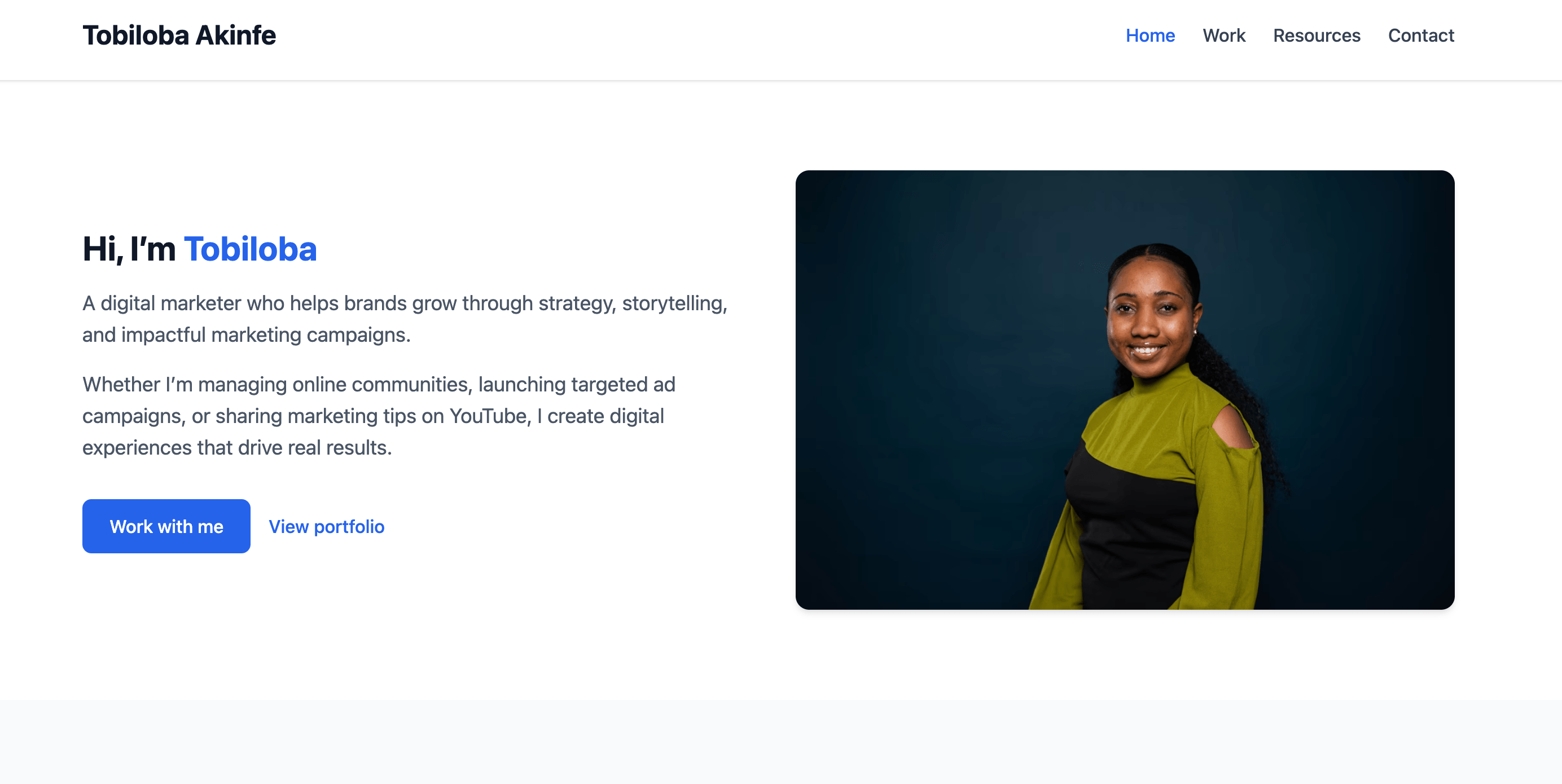 Tobiloba: Digital Marketer Website