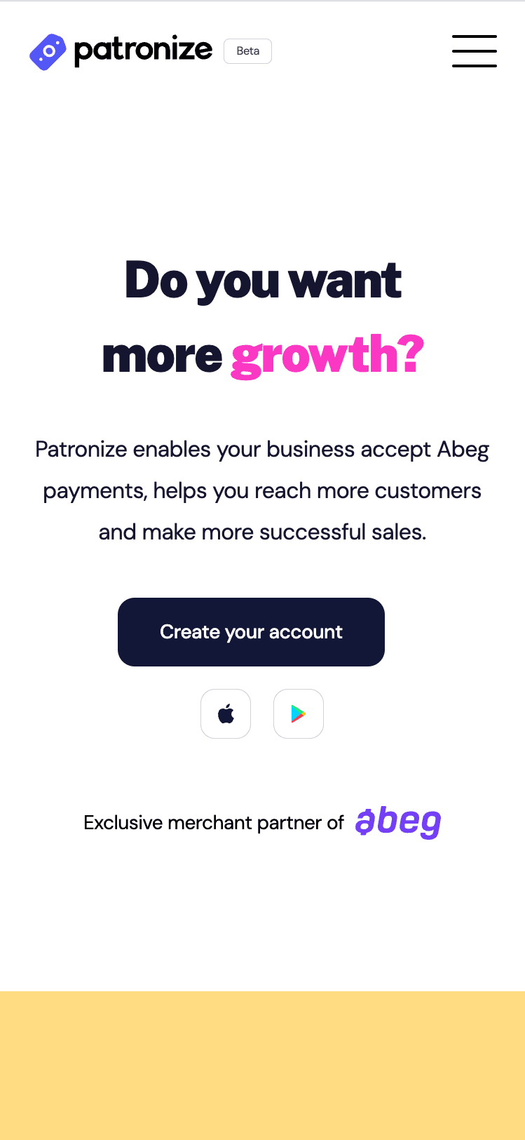 Patronize website mobile view Image 1
