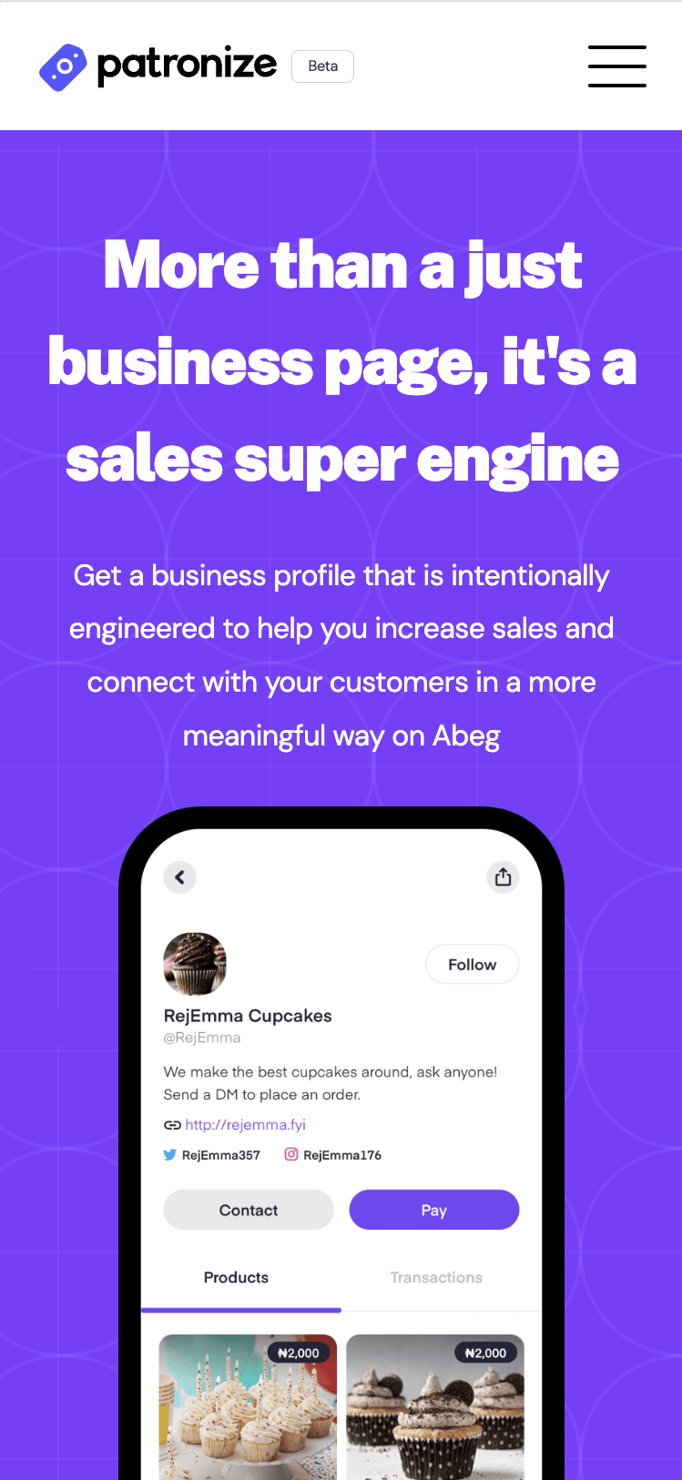 Patronize website mobile view Image 3