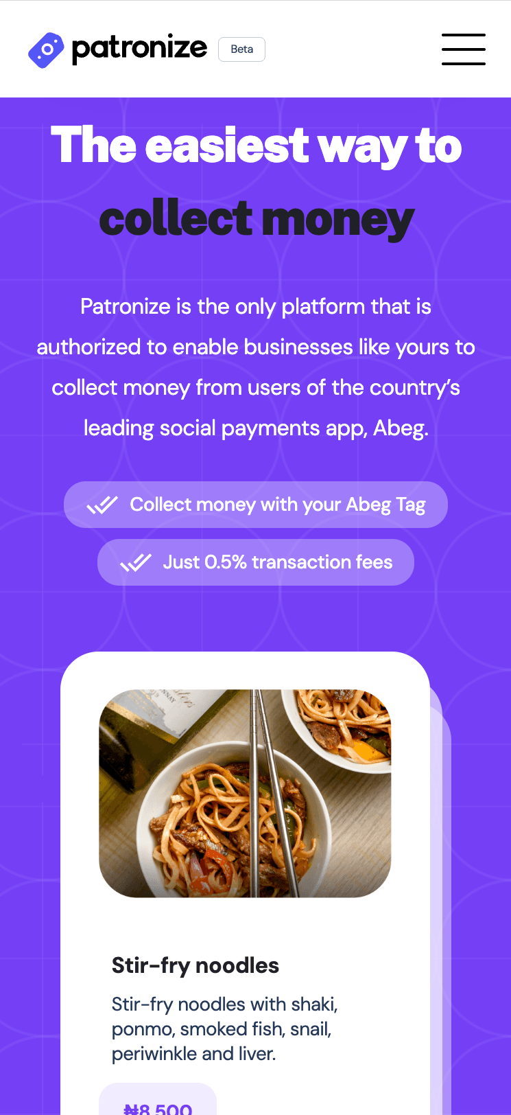 Patronize website mobile view Image 4